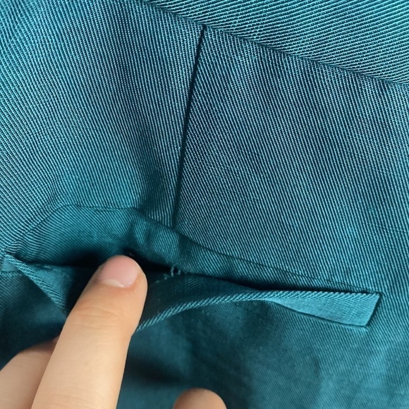 Anthropologie See U Soon Dark Tourquoise Green Tapered Linen Trouser Dress Pants - Picture 14 of 16